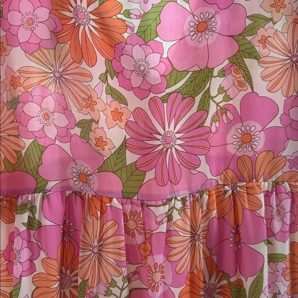 Emily Wonder Pink Floral Retro Dolman Sleeve Dress - Size Medium - Like New - Picture 4 of 7